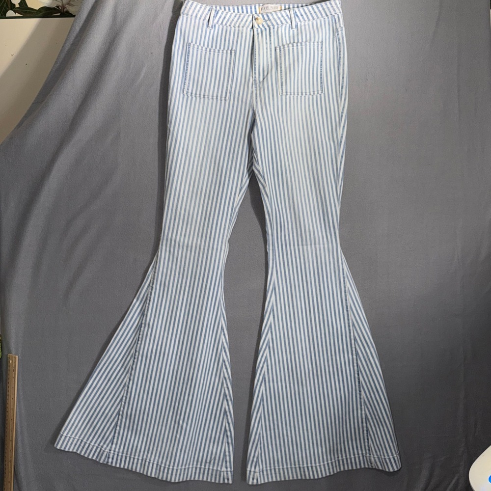Blank‎ Paige Medium Striped Flare Jeans Retro Boho Coastal Cowgirl Festival
